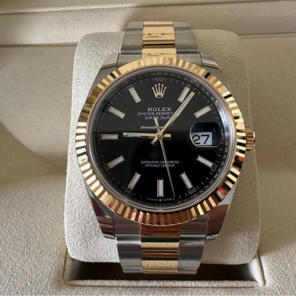 Men’s Rolex Date Just 41mm Two Tone Black Index Dial Jubilee 126333 Pre-Owned